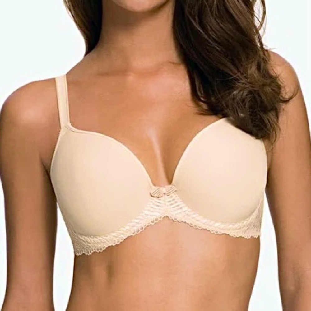 Wacoal 853117 La Femme T-Shirt Elegant Beige Nude Lace Trim Bra